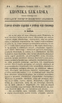 Kronika Lekarska : pismo poświęcone przeglądowi postęp&oacute;w umiejętności lekarskich 1890 R. 11 nr 4
