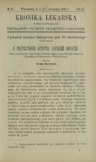 Kronika Lekarska : pismo poświęcone przeglądowi postęp&oacute;w umiejętności lekarskich 1889 R. 10 nr 11