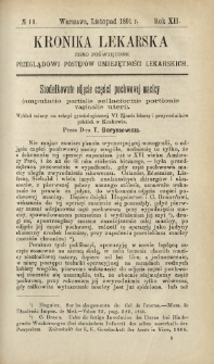 Kronika Lekarska : pismo poświęcone przeglądowi postęp&oacute;w umiejętności lekarskich 1891 R. 12 nr 11