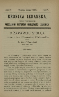 Kronika Lekarska : pismo poświęcone przeglądowi postęp&oacute;w umiejętności lekarskich 1894 R. 15 z. 11