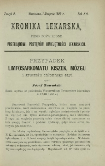 Kronika Lekarska : pismo poświęcone przeglądowi postęp&oacute;w umiejętności lekarskich 1895 R. 16 z. 9