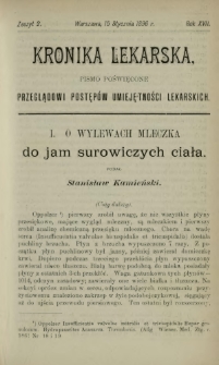 Kronika Lekarska : pismo poświęcone przeglądowi postęp&oacute;w umiejętności lekarskich 1896 R. 17 z. 2