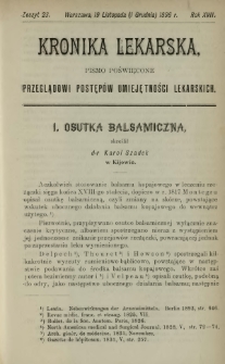 Kronika Lekarska : pismo poświęcone przeglądowi postęp&oacute;w umiejętności lekarskich 1896 R. 17 z. 23