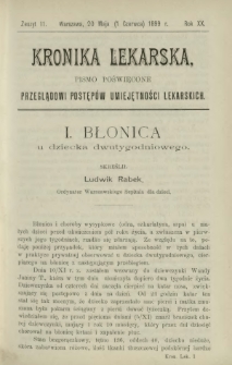 Kronika Lekarska : pismo poświęcone przeglądowi postęp&oacute;w umiejętności lekarskich 1899 R. 20 z. 11