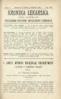 Kronika Lekarska : pismo poświęcone przeglądowi postęp&oacute;w umiejętności lekarskich 1902 R. 23 nr 7