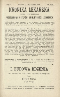 Kronika Lekarska : pismo poświęcone przeglądowi postęp&oacute;w umiejętności lekarskich 1902 R. 23 nr 8