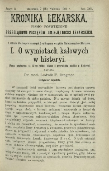 Kronika Lekarska : pismo poświęcone przeglądowi postęp&oacute;w umiejętności lekarskich 1901 R. 22 z. 8
