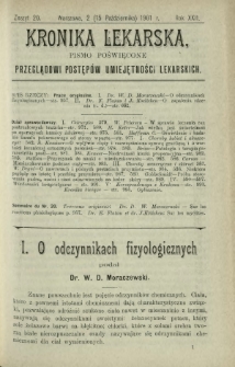 Kronika Lekarska : pismo poświęcone przeglądowi postęp&oacute;w umiejętności lekarskich 1901 R. 22 z. 20