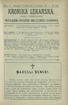 Kronika Lekarska : pismo poświęcone przeglądowi postęp&oacute;w umiejętności lekarskich 1901 R. 22 z. 21
