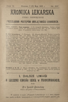 Kronika Lekarska : pismo poświęcone przeglądowi postęp&oacute;w umiejętności lekarskich 1903 R. 24 z. 10