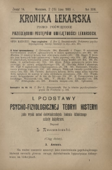 Kronika Lekarska : pismo poświęcone przeglądowi postęp&oacute;w umiejętności lekarskich 1903 R. 24 z. 14