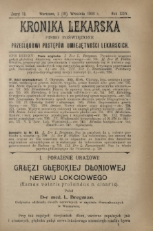 Kronika Lekarska : pismo poświęcone przeglądowi postęp&oacute;w umiejętności lekarskich 1903 R. 24 z. 18