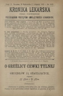 Kronika Lekarska : pismo poświęcone przeglądowi postęp&oacute;w umiejętności lekarskich 1903 R. 24 z. 21
