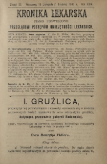 Kronika Lekarska : pismo poświęcone przeglądowi postęp&oacute;w umiejętności lekarskich 1903 R. 24 z. 23
