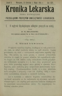 Kronika Lekarska : pismo poświęcone przeglądowi postęp&oacute;w umiejętności lekarskich 1904 R. 25 z. 9