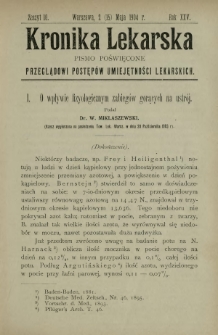 Kronika Lekarska : pismo poświęcone przeglądowi postęp&oacute;w umiejętności lekarskich 1904 R. 25 z. 10
