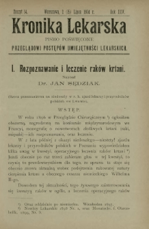 Kronika Lekarska : pismo poświęcone przeglądowi postęp&oacute;w umiejętności lekarskich 1904 R. 25 z. 14
