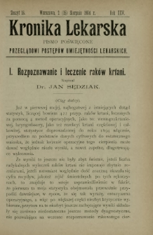 Kronika Lekarska : pismo poświęcone przeglądowi postęp&oacute;w umiejętności lekarskich 1904 R. 25 z. 16