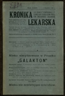 Kronika Lekarska : pismo poświęcone przeglądowi postęp&oacute;w umiejętności lekarskich 1906 R. 27 z. 1