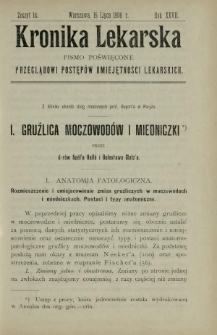 Kronika Lekarska : pismo poświęcone przeglądowi postęp&oacute;w umiejętności lekarskich 1906 R. 27 z. 14