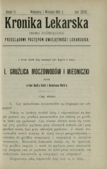 Kronika Lekarska : pismo poświęcone przeglądowi postęp&oacute;w umiejętności lekarskich 1906 R. 27 z. 17