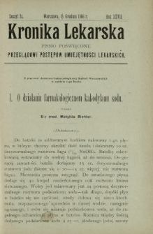 Kronika Lekarska : pismo poświęcone przeglądowi postęp&oacute;w umiejętności lekarskich 1906 R. 27 z. 24