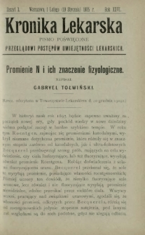Kronika Lekarska : pismo poświęcone przeglądowi postęp&oacute;w umiejętności lekarskich 1905 R. 26 z. 3