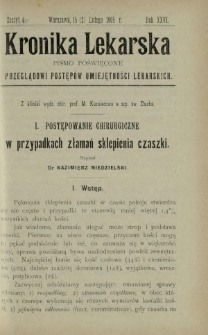 Kronika Lekarska : pismo poświęcone przeglądowi postęp&oacute;w umiejętności lekarskich 1905 R. 26 z. 4