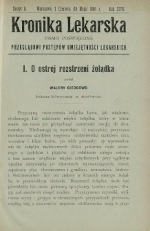 Kronika Lekarska : pismo poświęcone przeglądowi postęp&oacute;w umiejętności lekarskich 1905 R. 26 z. 11