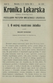 Kronika Lekarska : pismo poświęcone przeglądowi postęp&oacute;w umiejętności lekarskich 1905 R. 26 z. 12