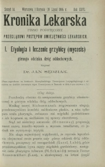 Kronika Lekarska : pismo poświęcone przeglądowi postęp&oacute;w umiejętności lekarskich 1905 R. 26 z. [15]