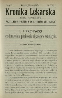 Kronika Lekarska : pismo poświęcone przeglądowi postęp&oacute;w umiejętności lekarskich 1907 R. 28 z. 11