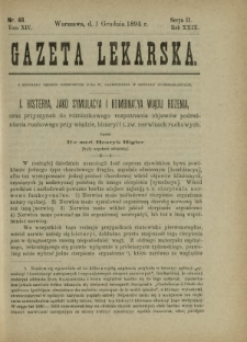 Gazeta Lekarska : pismo tygodniowe poświęcone wszystkim gałęziom umiejętności lekarskich 1894 Ser. II R. 29 T. 14 nr 48
