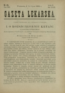Gazeta Lekarska : pismo tygodniowe poświęcone wszystkim gałęziom umiejętności lekarskich 1894 Ser. II R. 29 T. 14 nr 28