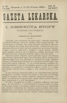 Gazeta Lekarska : pismo tygodniowe poświęcone wszystkim gałęziom umiejętności lekarskich 1899 Ser. II R. 34 T. 19 nr 39