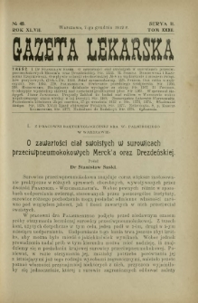 Gazeta Lekarska : pismo tygodniowe poświęcone wszystkim gałęziom umiejętności lekarskich 1912 Ser II R. 47 T. 32 nr 49