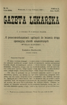 Gazeta Lekarska : pismo tygodniowe poświęcone wszystkim gałęziom umiejętności lekarskich 1908 Ser. II R. 43 T. 28 nr 14