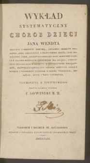 Wykład systematyczny chorob dzieci Jana Wendta Tom 1