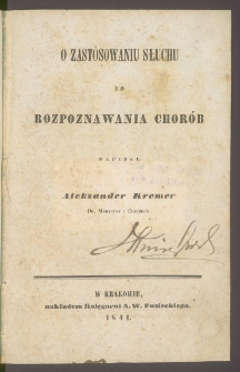O zastosowaniu słuchu do rozpoznawania chor&oacute;b