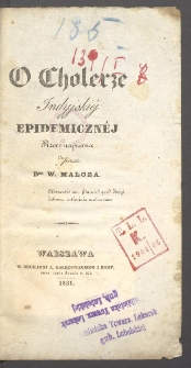 O cholerze indyjski&eacute;j epidemiczn&eacute;j